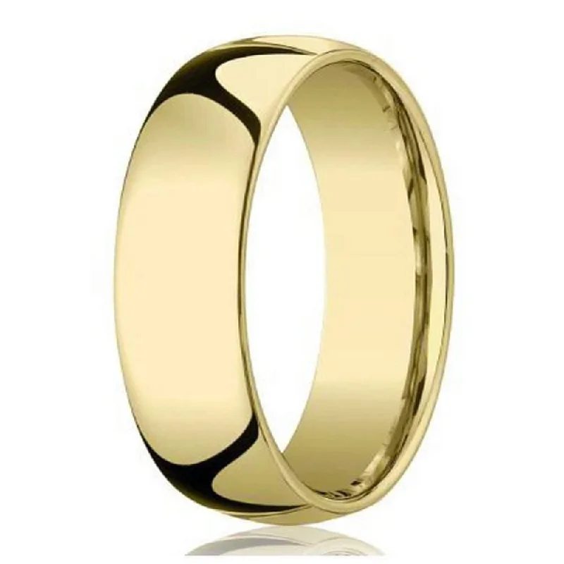 Gentle wave ring-Men's 8mm Domed Comfort Fit 14k Yellow Gold Wedding Band