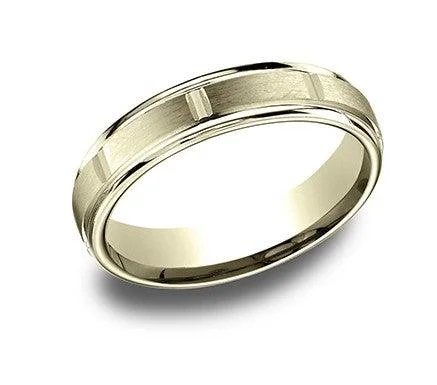 Light weave ring-Designer 14K Yellow Gold Men's Wedding Ring, Polished Cuts | 4mm