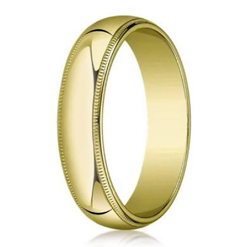 Piled birthstone ring-Milgrain Edged Men's 18K Yellow Gold Designer Wedding Band | 5mm