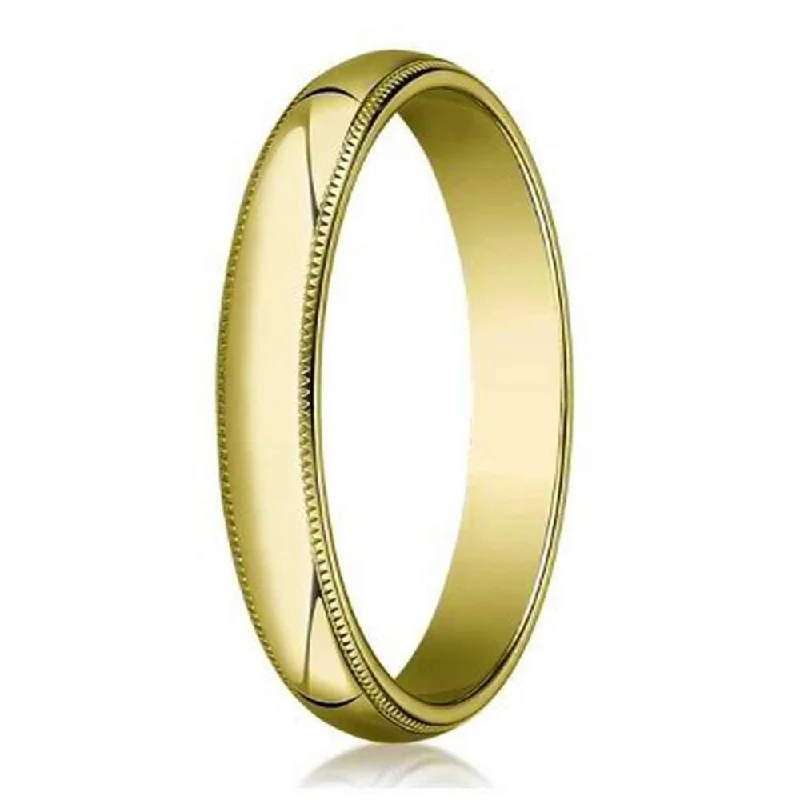 Dimpled ring-Yellow Gold Men's Designer Wedding Ring in 18K With Milgrain | 3mm