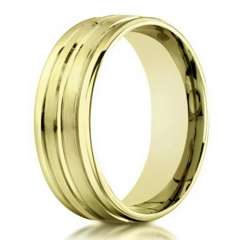 Knotted cord ring-Men's 18K Yellow Gold Designer Wedding Band, Polished Groove | 6mm