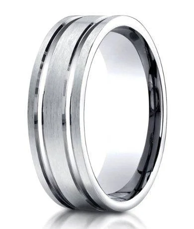 Layered tier ring-8mm Men's Benchmark Titanium Ring with Two Polished Lines