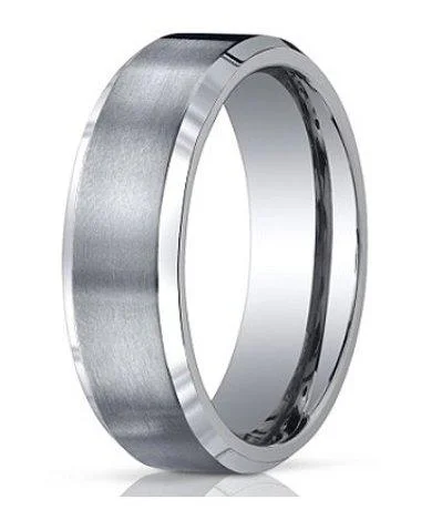 Stamped design ring-7mm Men's Benchmark Titanium Wedding Band with Satin Finish and Polished Edges