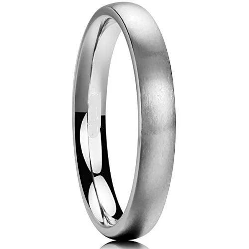 Offset stone ring-Men's Cobalt Chrome Wedding Ring with Brushed and Polished | 3mm