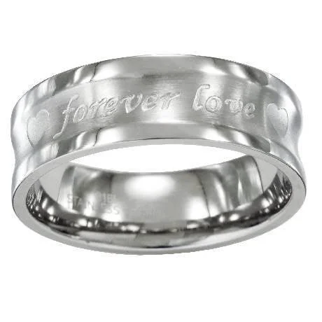 Twinkling crystal ring-Stainless Steel Wedding Ring with "Forever Love" Engraving | 8mm