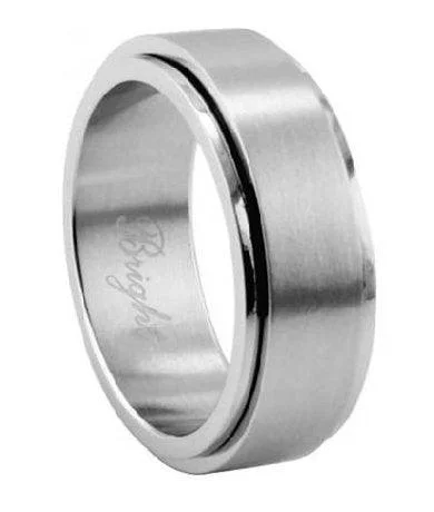 Gentle wave ring-Men's Stainless Steel Spinner Ring with Satin Finish and Polished Edges | 7mm