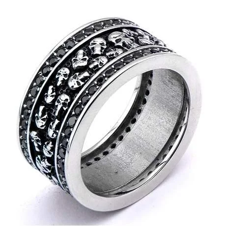 Pure stone ring-Stainless Steel Multi Skull Ring with Modern -12mm