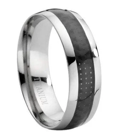 Piled birthstone ring-Titanium Ring with Carbon Fiber Inlay -7.9mm