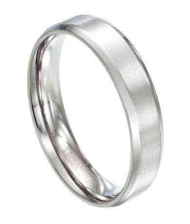 Swirled design ring-Titanium Wedding Ring with Polished Beveled Edges | 6mm