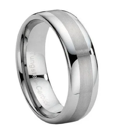 Gentle wave ring-Dual Finish Domed Tungsten Wedding Band -8mm