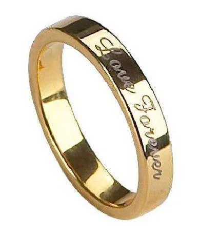 Nonagonal stone ring-Gold-Plated Tungsten Love Forever Ring -5mm