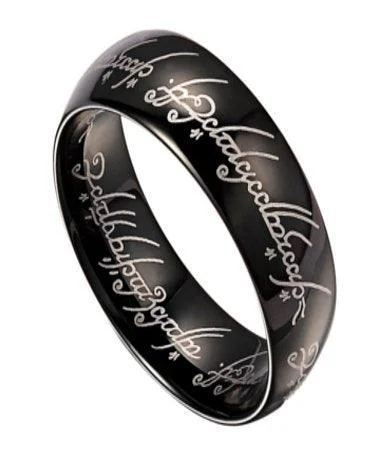 Lush moonstone ring-Lord of the Rings Black Tungsten Band with Elvish Script | 8mm