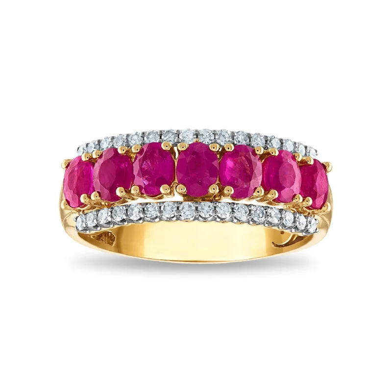 Retro topaz ring-LoveSong Ruby and Diamond Ring in 10KT Yellow Gold