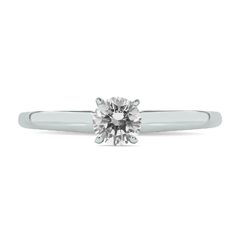 Slack coil ring-Marquee 1/3 Carat Round Diamond Solitaire Ring in 14K White Gold