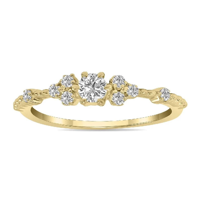 Winding twist ring-Marquee 1/3 CTW Lab Grown Diamond Ring in 10K Yellow Gold (F-G Color, VS1- VS2 Clarity)