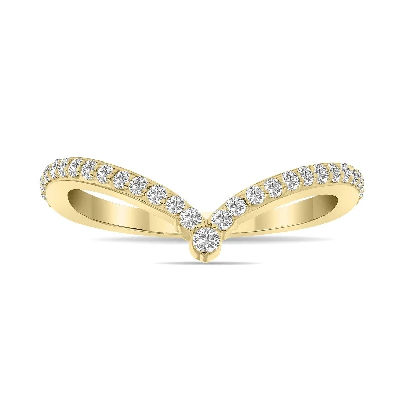 Braided ring-Marquee 1/3 CTW V Shaped Lab Grown Diamond Ring in 10K Yellow Gold (F-G Color, VS1- VS2 Clarity)