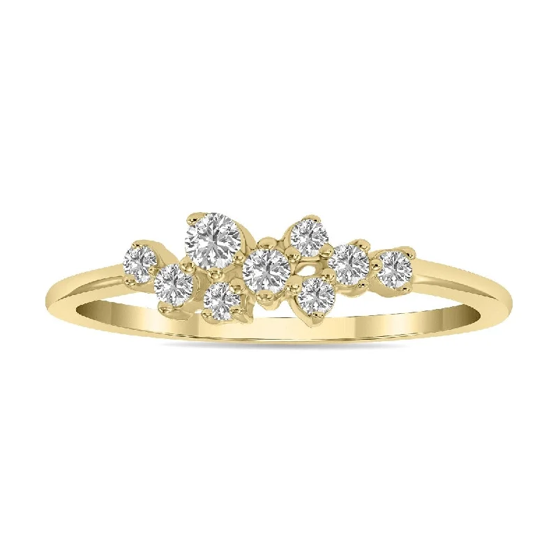 Night moon ring-Marquee 1/4 CTW Lab Grown Diamond Clustered Ring in 10K Yellow Gold (F-G Color, VS1- VS2 Clarity)