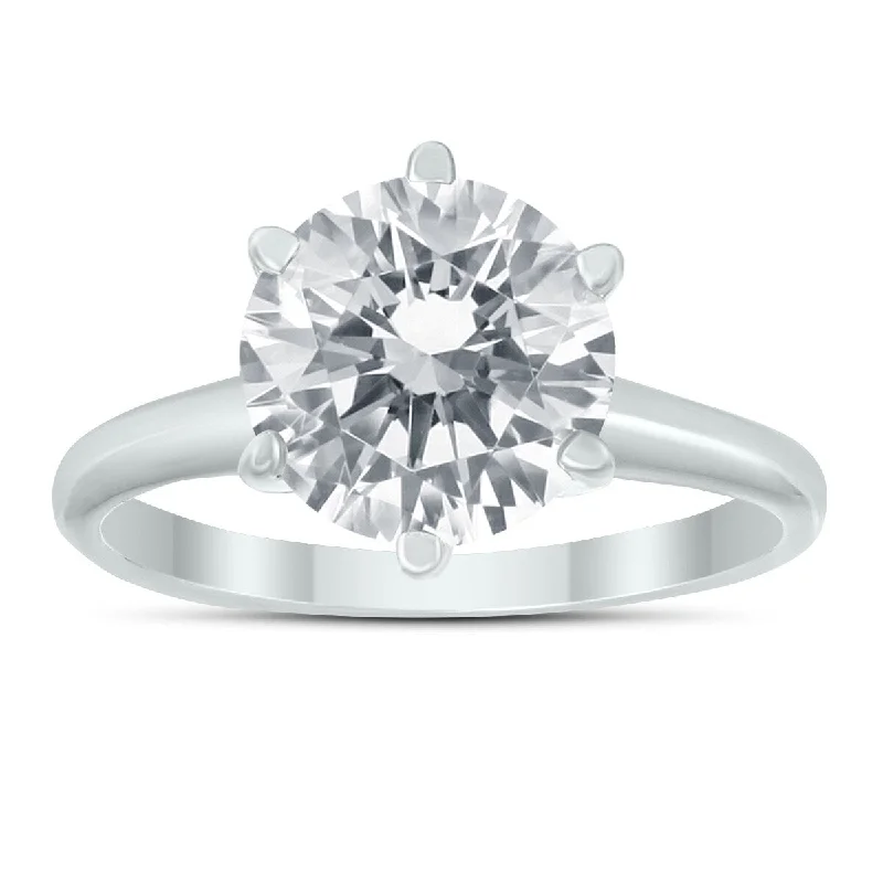 Lush agate ring-Marquee 2 Carat Diamond Solitaire Ring in 14K White Gold (H-I Color, I1-I2 Clarity)