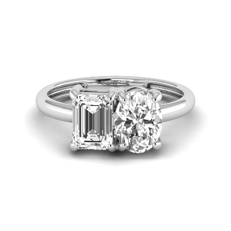 Bloom-bud ring-Marquee Almost 2.50 Carat TW Emerald Cut And Oval Lab Grown Diamond Ring in 14K White Gold