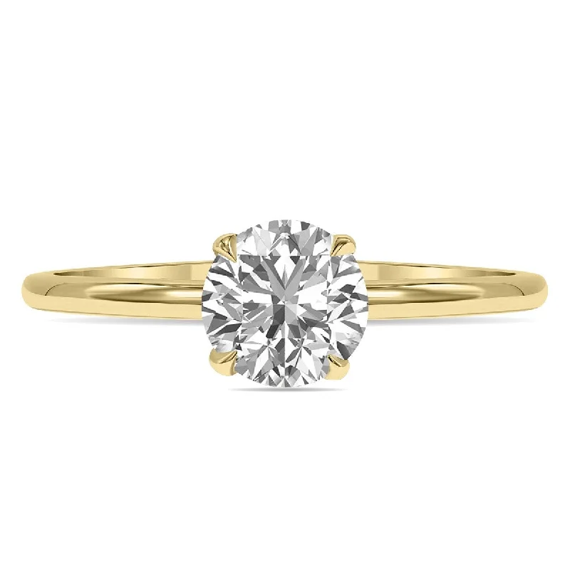 Speckled stone ring-Marquee Lab Grown 1 Carat Diamond Solitaire Ring in 14K Yellow Gold (F-G Color, VVS1-VVS2 Clarity)