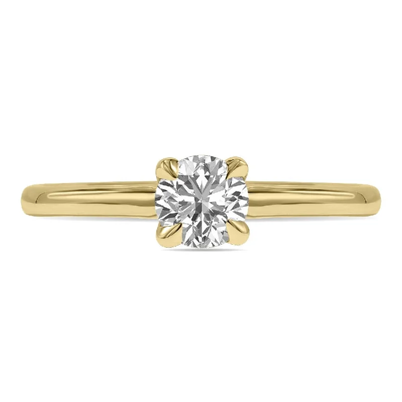 Open-horizon ring-Marquee Lab Grown Certified 1/2 Carat Diamond Solitaire Ring in 14K Yellow Gold (F-G Color, S1-S2 Clarity)