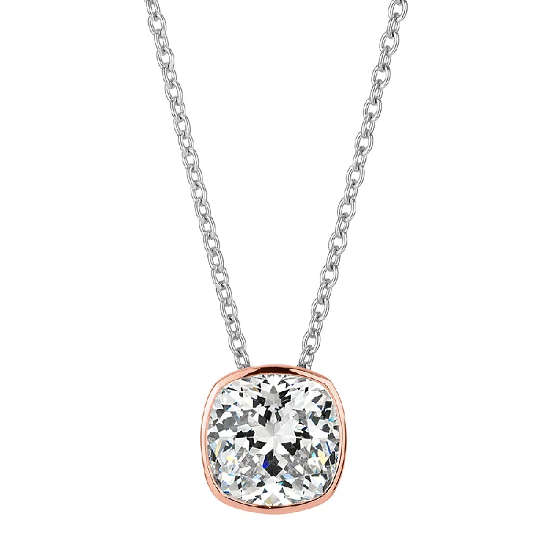 Piled birthstone necklace-Necklace with 0.76 carats* of diamond simulants in 10 carat rose gold and sterling silver