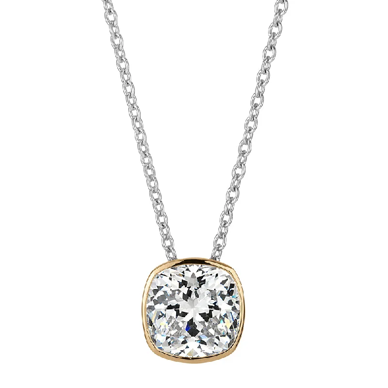 Thin diamond necklace-Necklace with 0.76 carats* of diamond simulants in 10 carat yellow gold and sterling silver