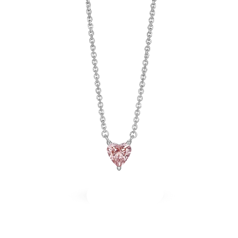 Floating diamond necklace-The Pink Mini Heart Pendant