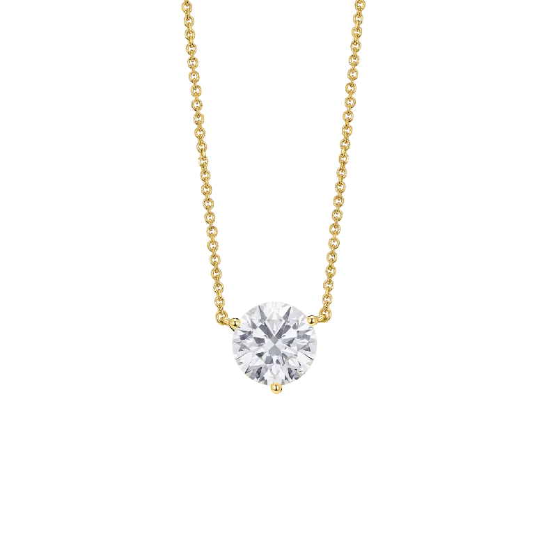 Thin diamond necklace-The Round Brilliant Solitaire Pendant