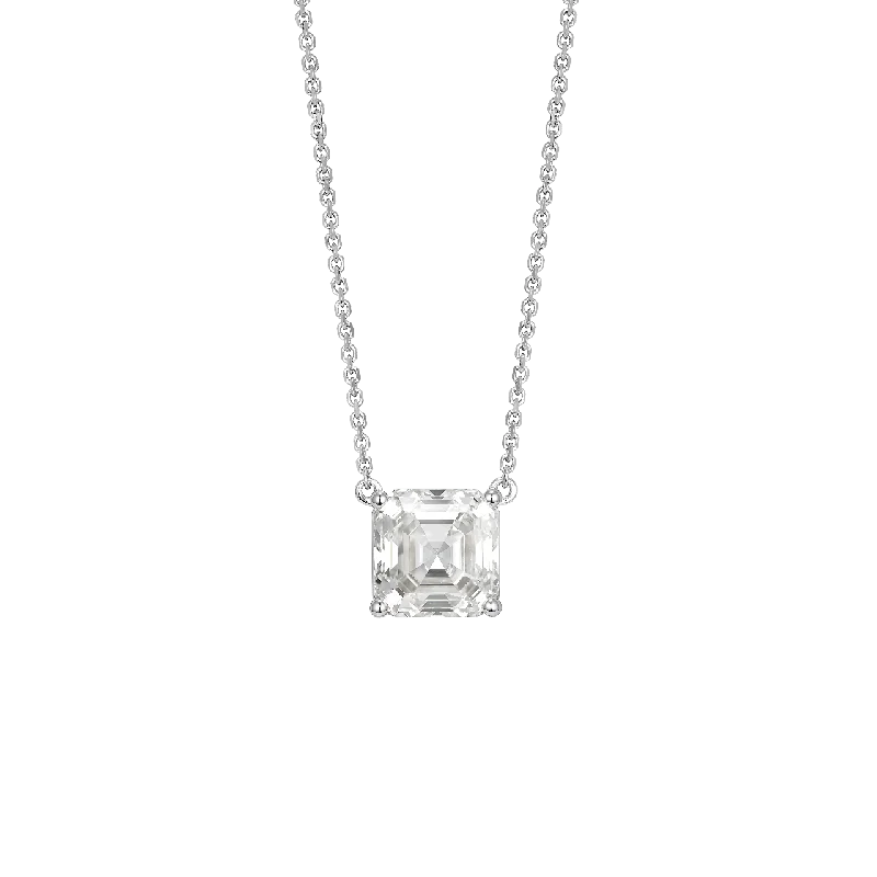 Crafted gold necklace-The Asscher Solitaire Pendant