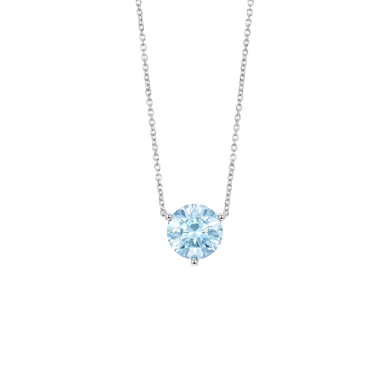 Sparkling gem necklace-The Blue Round Brilliant Solitaire Pendant