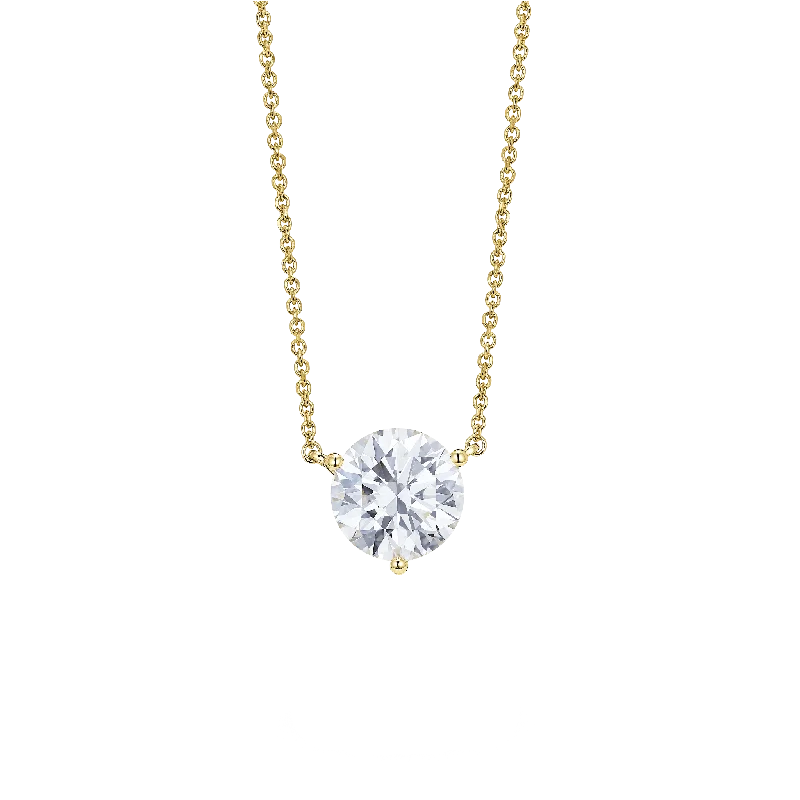 Open-slot necklace-The Round Brilliant Solitaire Pendant