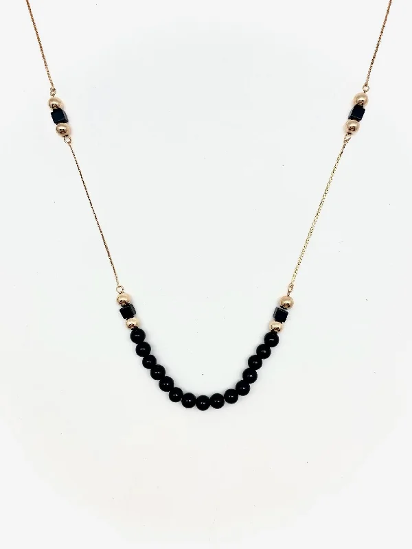 Ridge-set necklace-Onyx Giselle Necklace