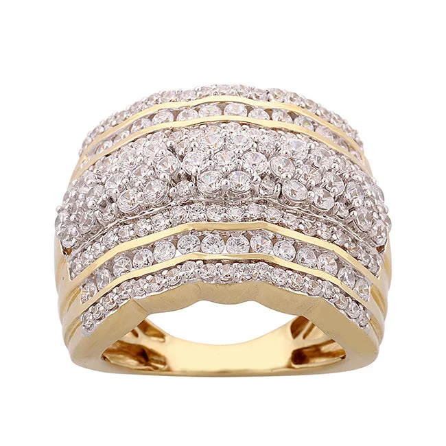 Inset gem ring-Red Hot Deal 1/2 CTW Diamond Anniversary Ring in 10KT Yellow Gold