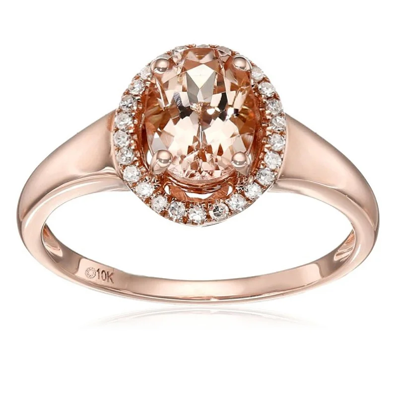 Glowing iolite ring-Rose Gold Plated Over Sterling Silver Morganite and White Topaz Solitaire Ring