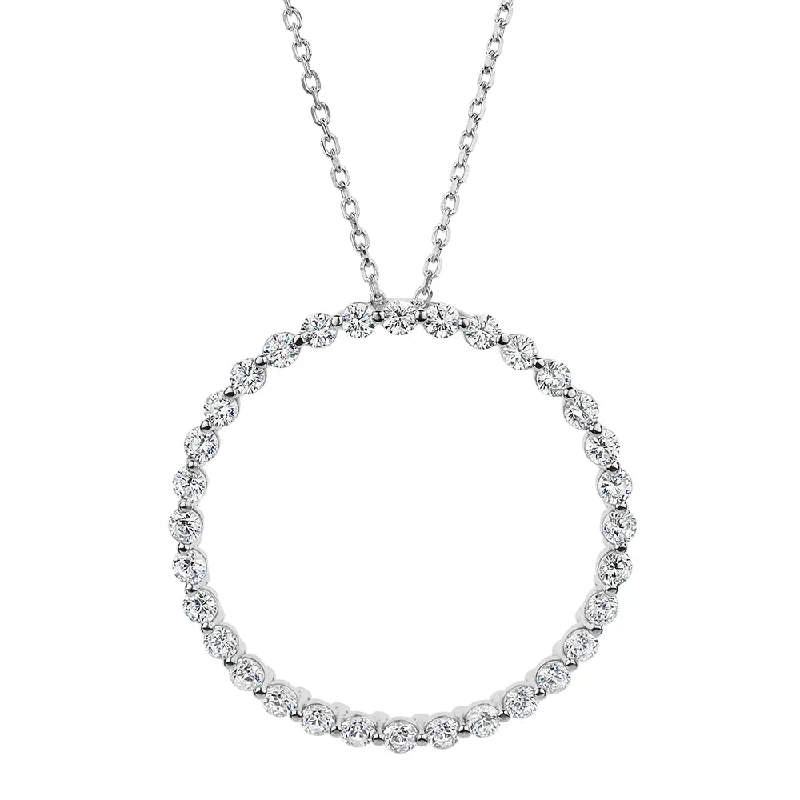 Worn-rim necklace-Round Brilliant necklace with 1.2 carats* of diamond simulants in sterling silver