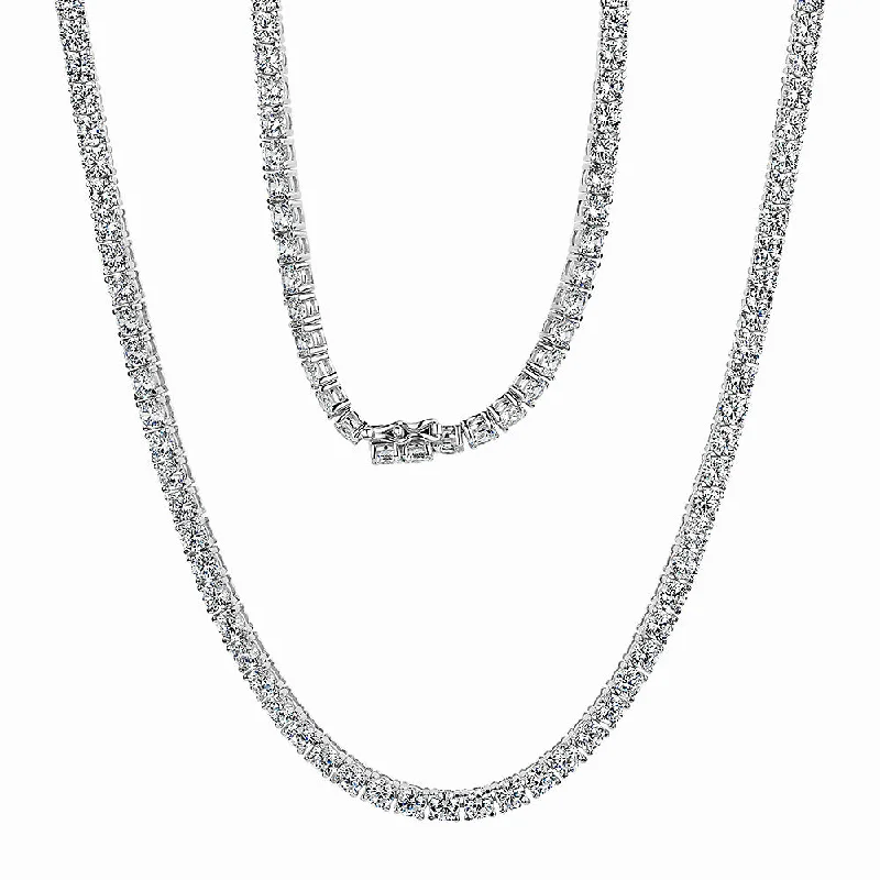 Buried necklace-Round Brilliant necklace with 23.25 carats* of diamond simulants in sterling silver