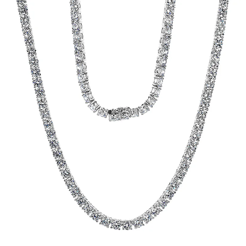 Worn-rim necklace-Round Brilliant necklace with 34.96 carats* of diamond simulants in sterling silver