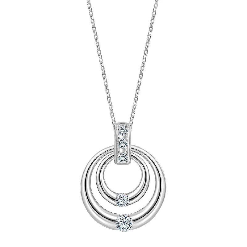 Soft curve necklace-Round Brilliant pendant with 0.27 carats* of diamond simulants in sterling silver