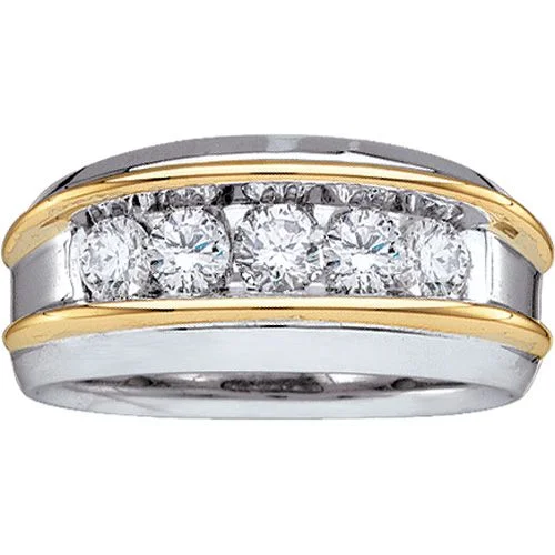 Layered tier ring-Signature 1/2 CTW Diamond Wedding Ring in 14KT White and Yellow Gold