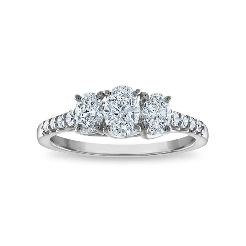 Raised-tier ring-Signature EcoLove 1 CTW Lab Grown Diamond Ring in 14KT White Gold