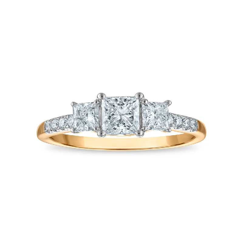 Etched band ring-Signature EcoLove 1 CTW Lab Grown Diamond Ring in 14KT Yellow Gold