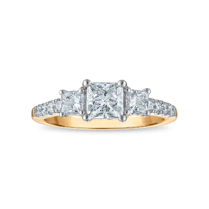 Thin diamond ring-Signature EcoLove 1-1/2 CTW Lab Grown Diamond Three Stone Ring