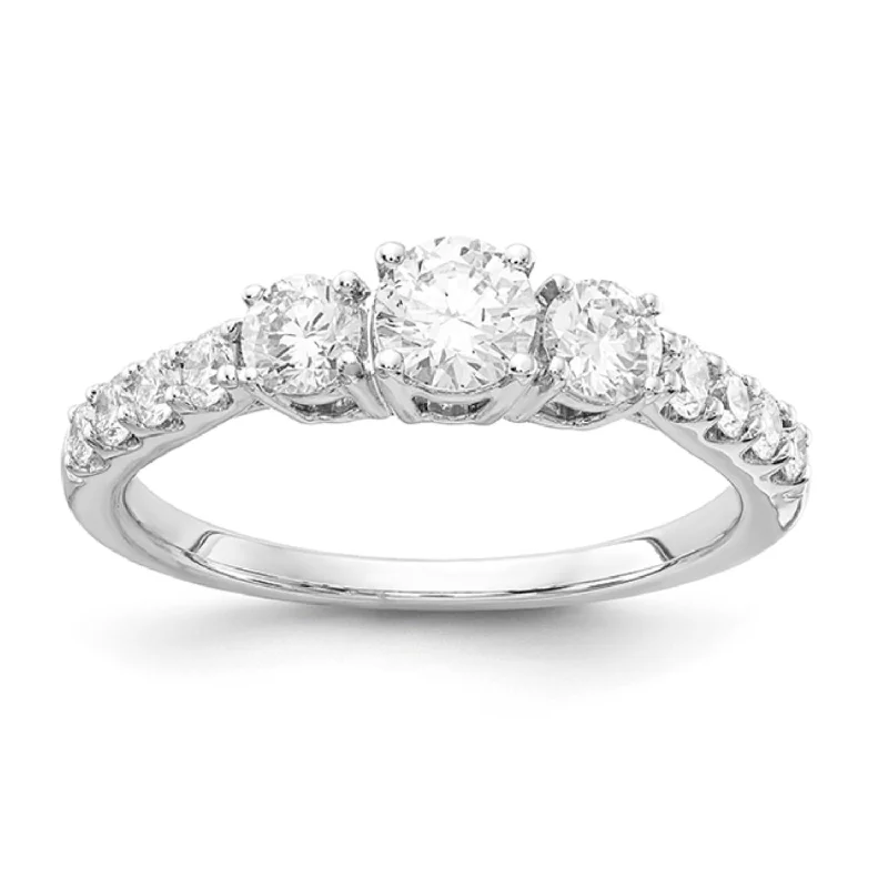 Nonagonal stone ring-Signature EcoLove 1 CTW Lab Grown Diamond Three Stone Anniversary Ring in 14KT White Gold