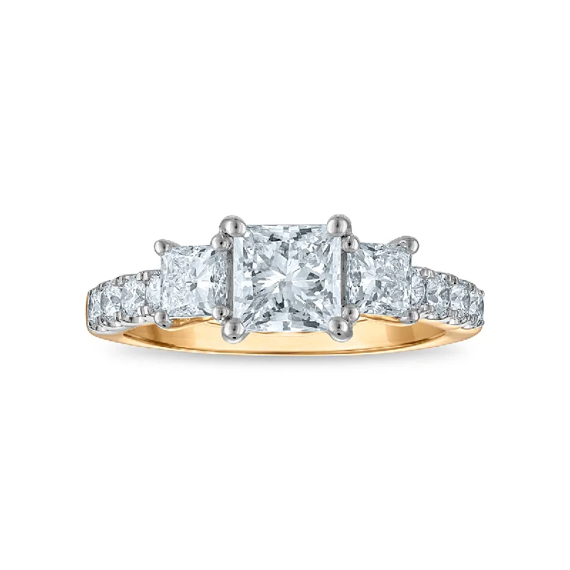 Subtle arc ring-Signature EcoLove 2 CTW Lab Grown Diamond Three Stone Ring