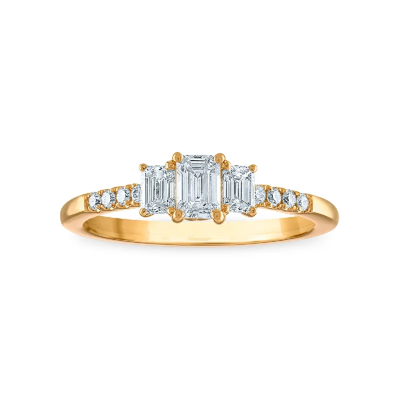 Engraved initial ring-Signature EcoLove 3/4 CTW Lab Grown Diamond Ring in 14KT Gold