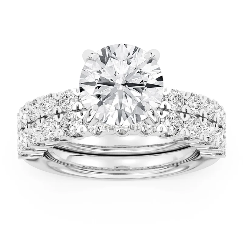 Pulse-wave ring-Signature EcoLove Diamond Dreams 4-3/4 CTW 100 Facet Centurion Diamond Bridal Set in Platinum