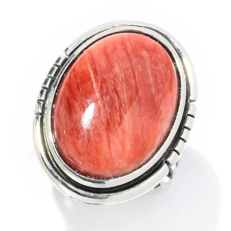 Icy topaz ring-Sterling Silver Choice of 21 x 15mm Oval Red Spiny Oyster Ring