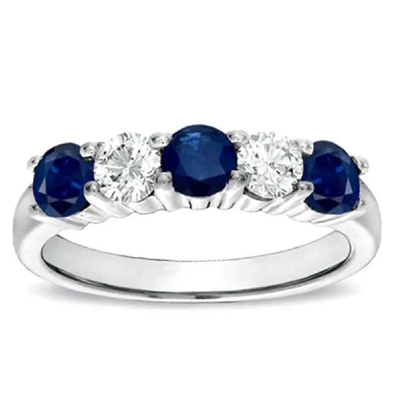 Shimmering platinum ring-Suzy Levian 14k Gold Blue Sapphire & White Diamond Accent Ring