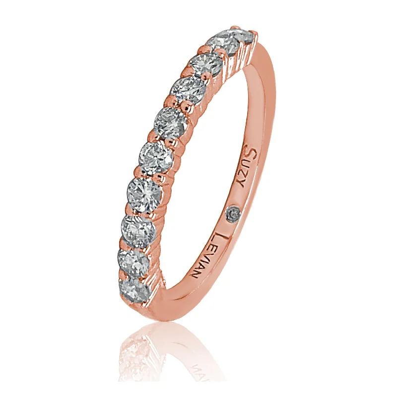 Soft curve ring-Suzy Levian 14K Rose Gold 1/2 cttw Diamond Eternity Half Band